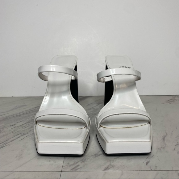 Jeffrey Campbell Hustler Square Toe White Heel Sandal 9 1/2 - Picture 2 of 14